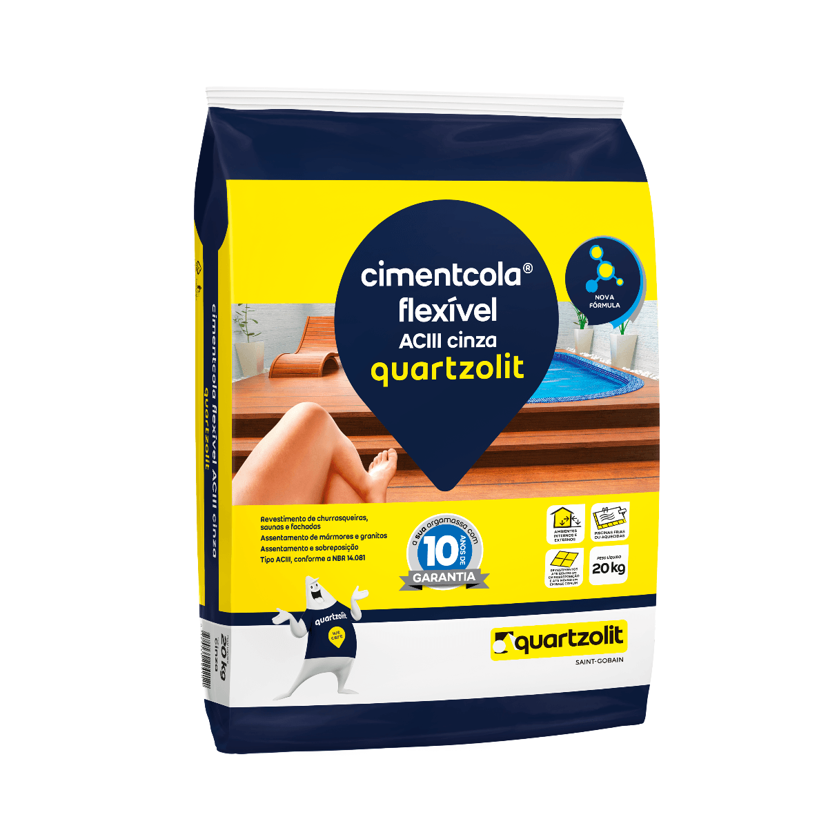 Argamassa FlexÍvel AC3 Cinza 20Kg Quartzolit