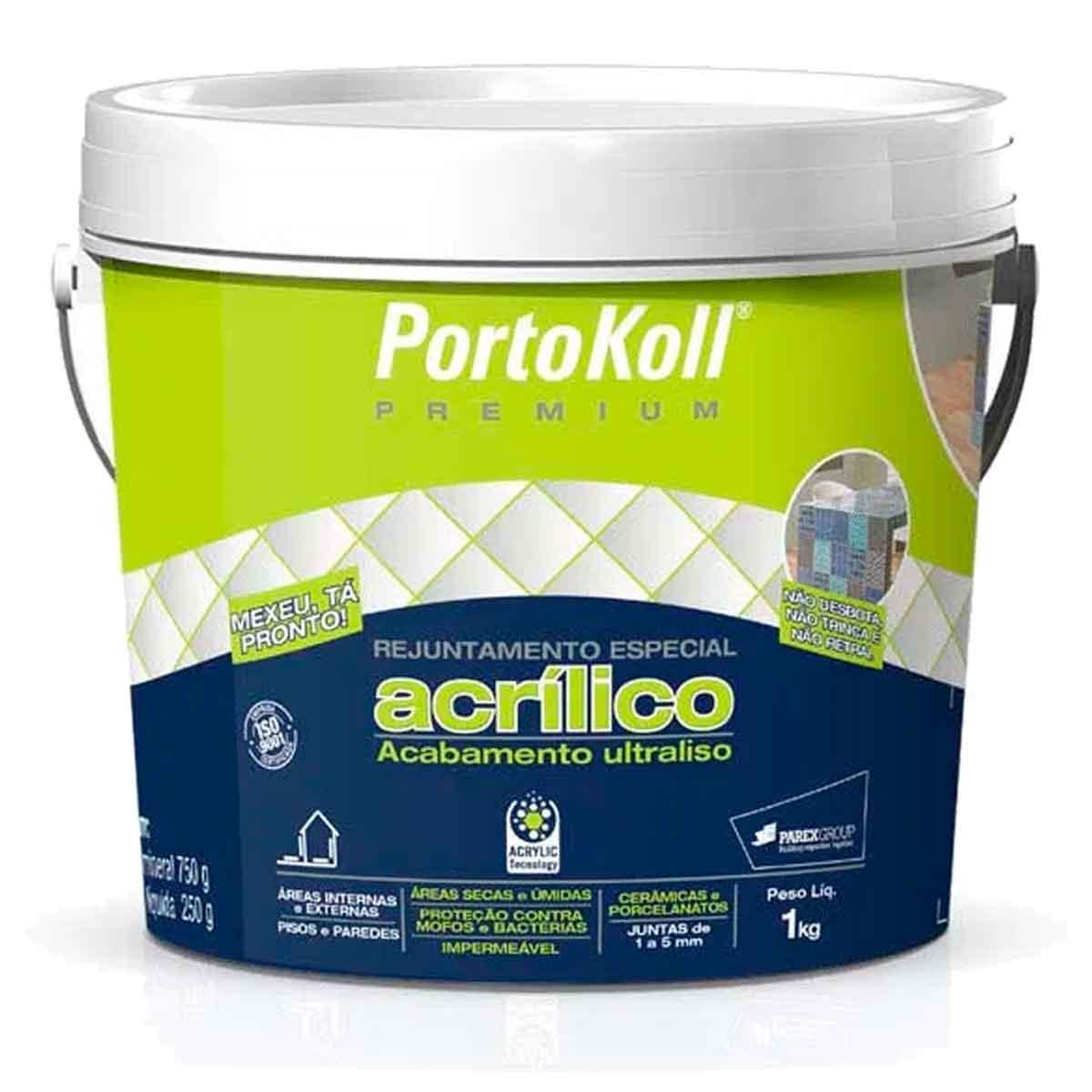 Rejunte Acrílico Premium 1Kg Portokoll Cinza Platina