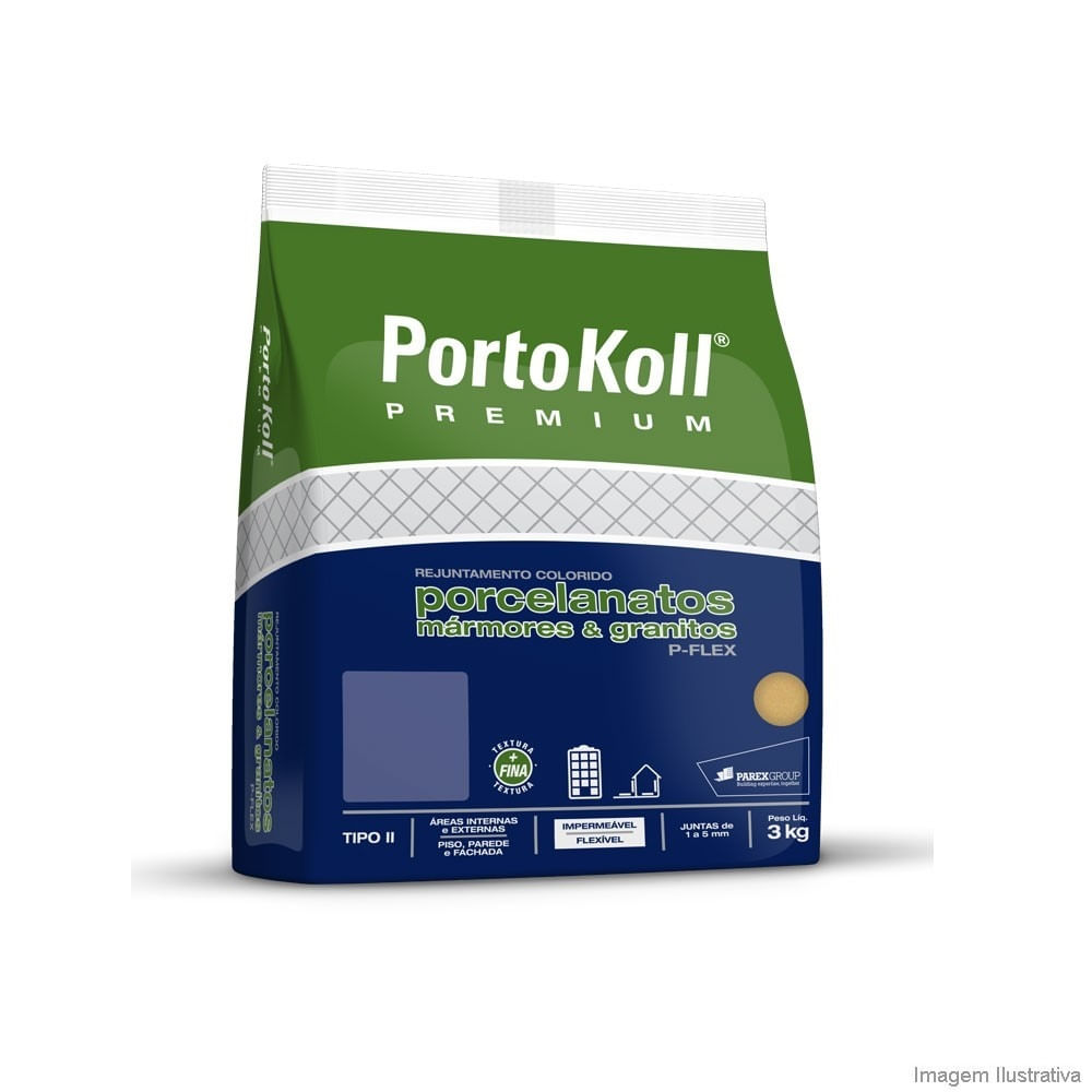 Rejunte P-Flex Up 3Kg Portokoll Cinza Platina