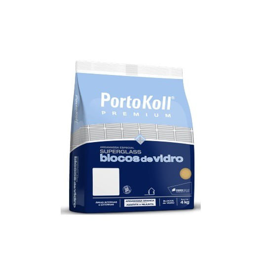 Argamassa Bloco de Vidro 4Kg Branca Portokoll