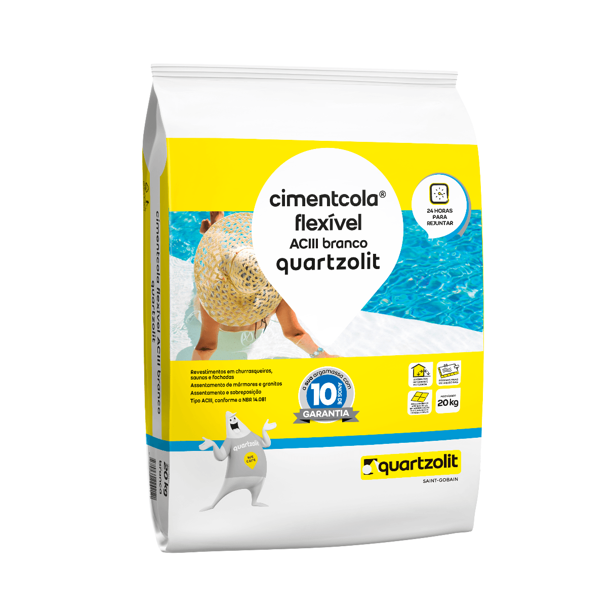Argamassa Flexível AC3 20kg Branca Quartzolit