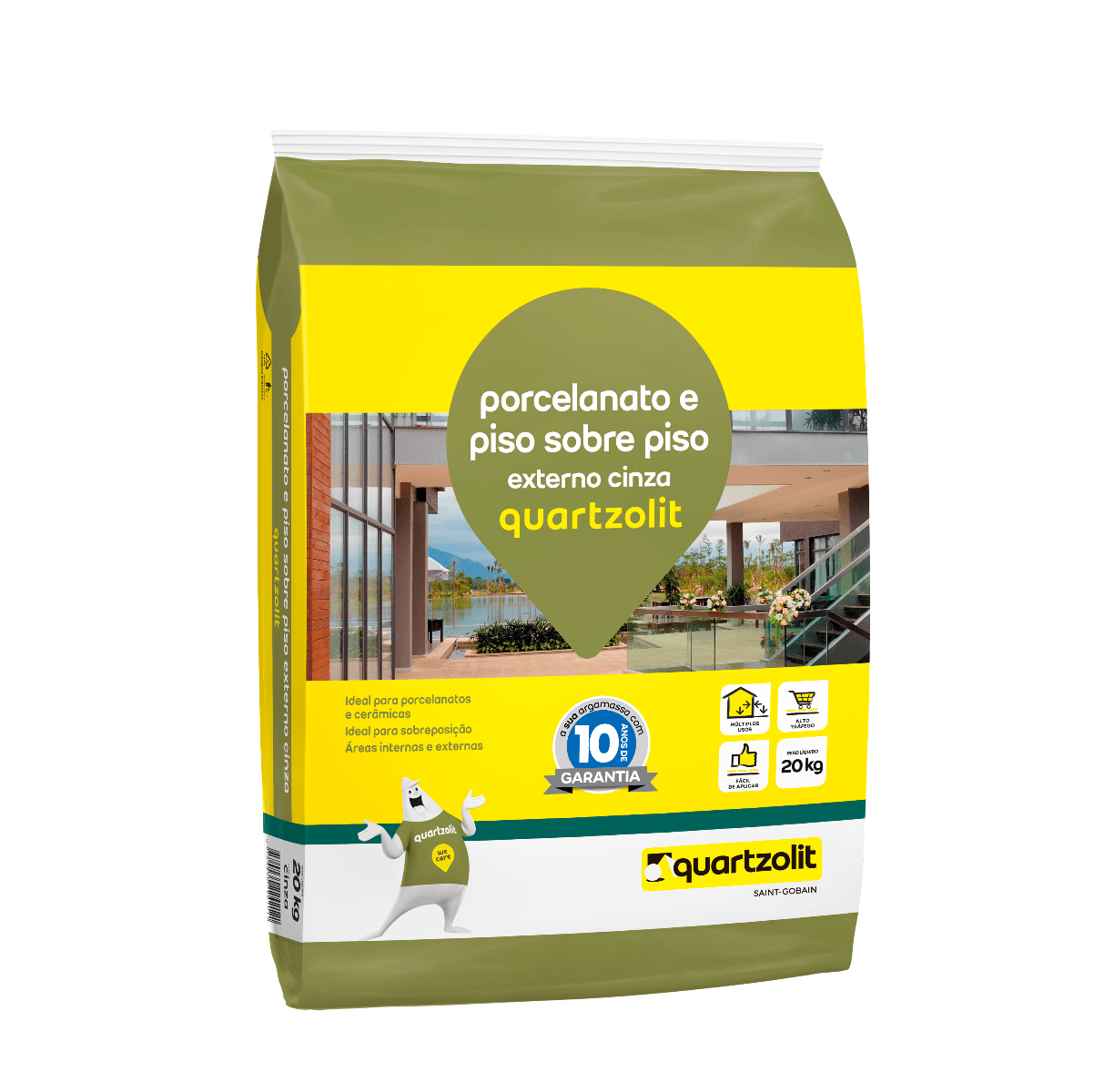 Argamassa Porcelanato Piso Sobre Piso Externo 20kg Cinza Quartzolit