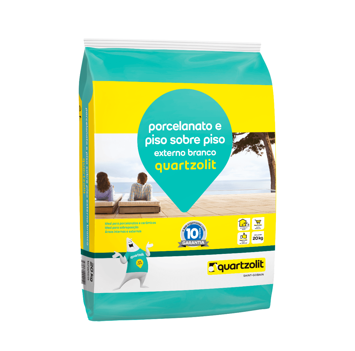 Argamassa Porcelanato Piso Sobre Piso Externo 20kg Branco Quartzolit