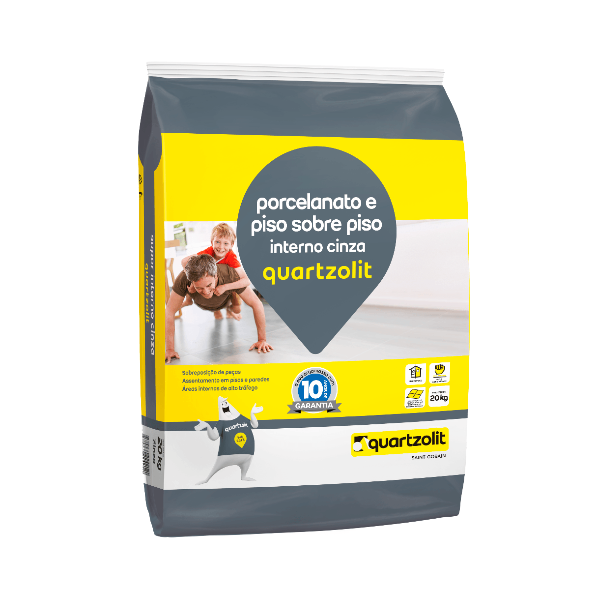 Argamassa Porcelanato Piso Sobre Piso Interno 20kg Cinza Quartzolit