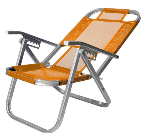 Cadeira de Praia Reclinável em Alumínio Ipanema Laranja Botafogo