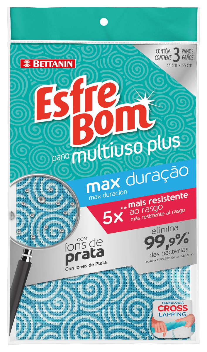 Esfrebom Pano Multiuso Plus com 3 unidades Bettanin