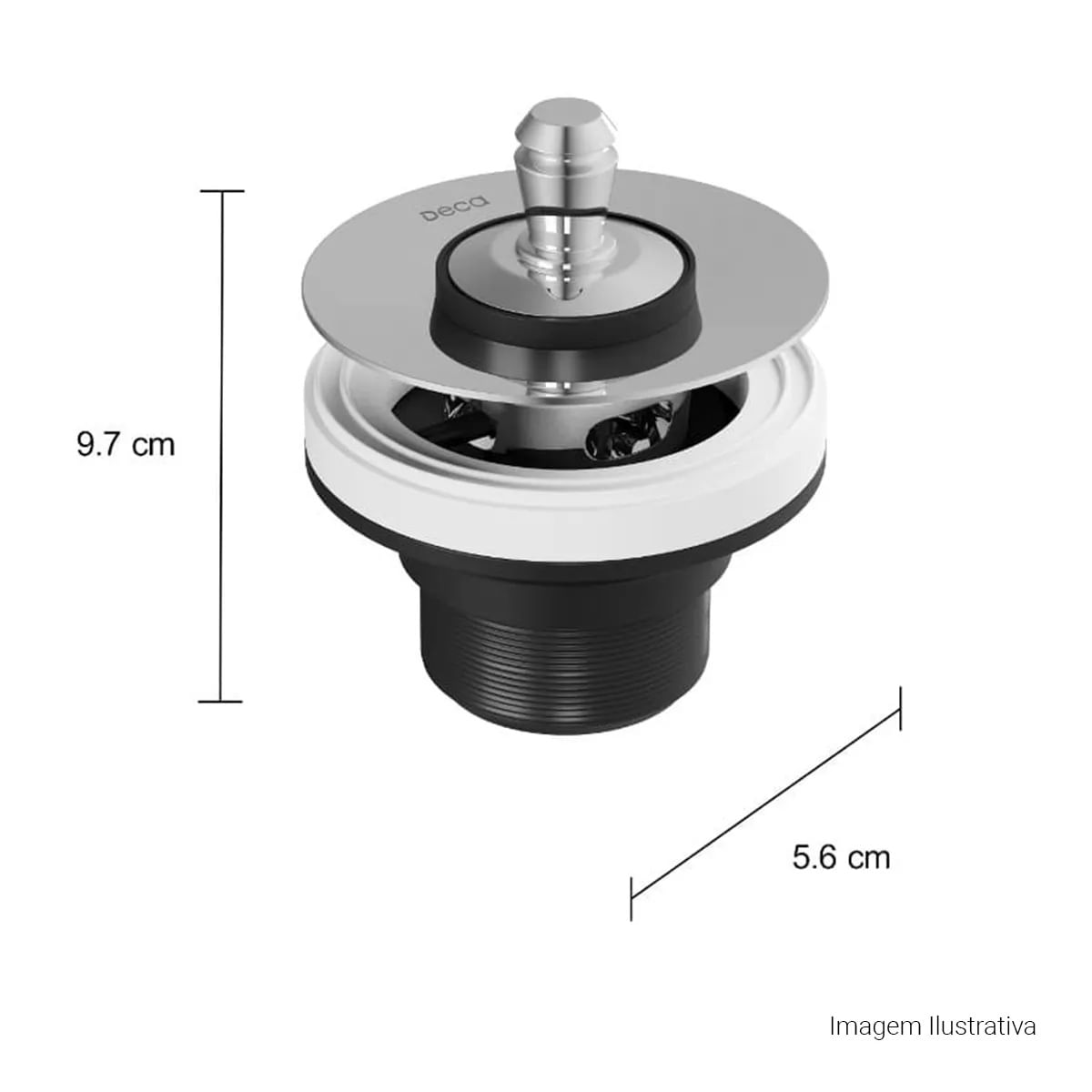 Válvula de Escoamento para Lavatório Cuba e Bidê 1602 Cromado Deca - Imagem 2
