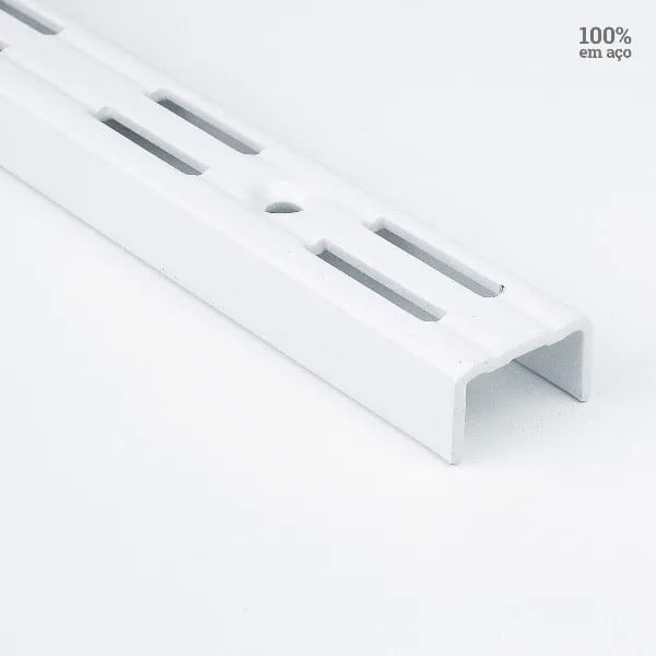 Trilho de Aço Duplo Encaixe 50cm Branco Ordenare