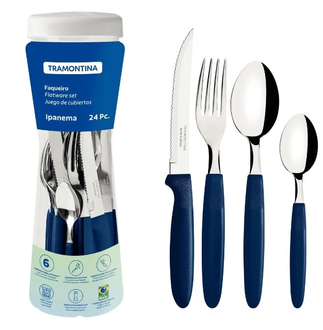 Faqueiro 24 Peças azul Ipanema Tramontina