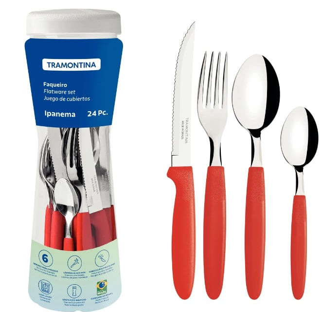 Faqueiro 24 Peças Vermelho Ipanema Tramontina