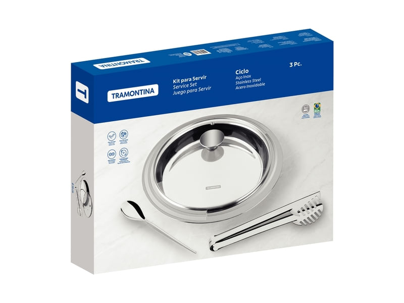 Kit para Servir Ciclo Redondo Inox 3 Peças Tramontina - Imagem 3