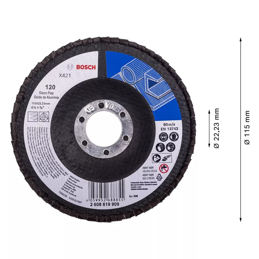 Disco Flap x421 Standard For Metal Ø115 G120 Bosch - Imagem 2
