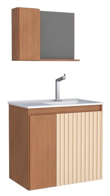 Kit Camomila 60cm com Cuba e Espelho Areia Jequetiba Cozimax