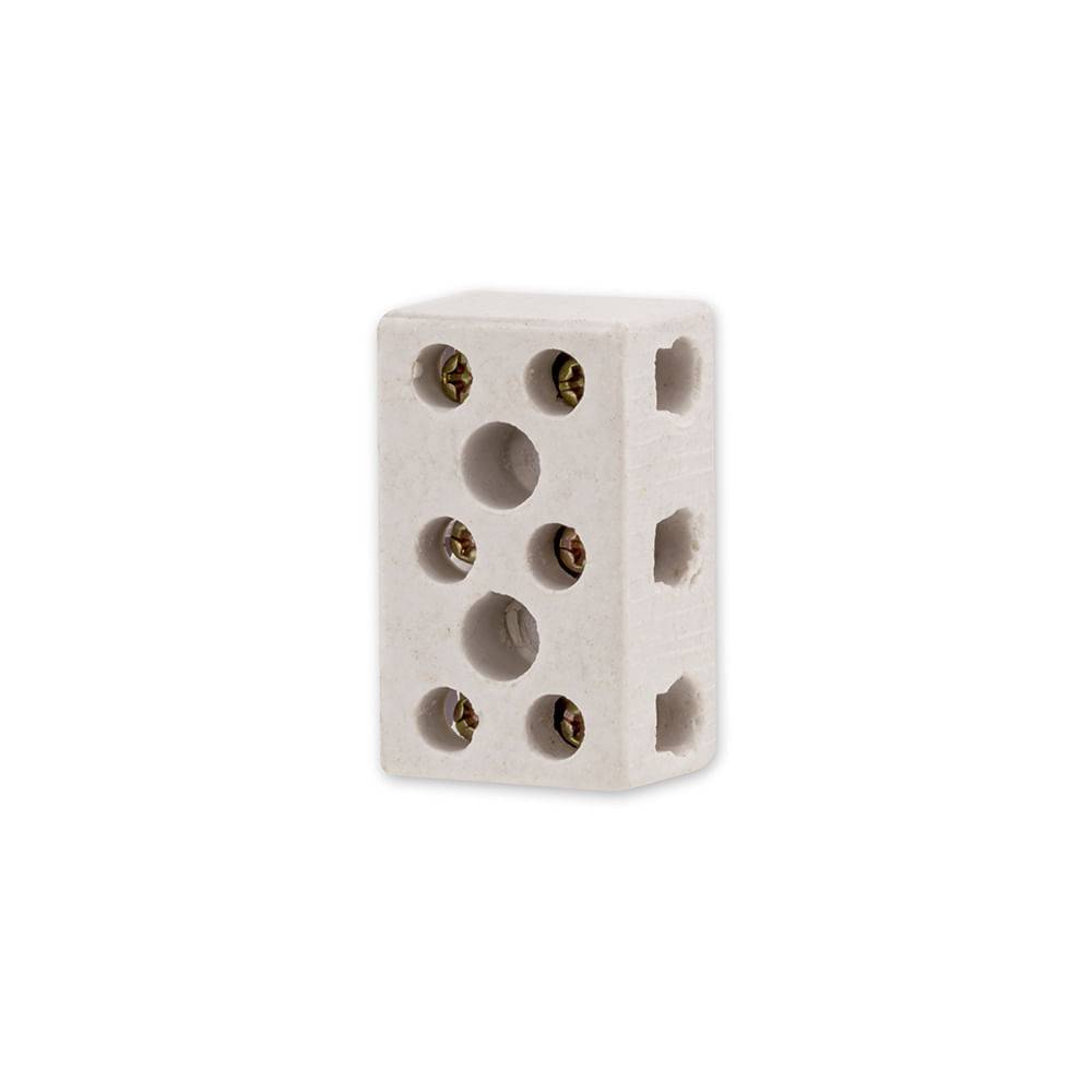 Conector Porcelana 3 Polos 16mm 50A Branco Sfor