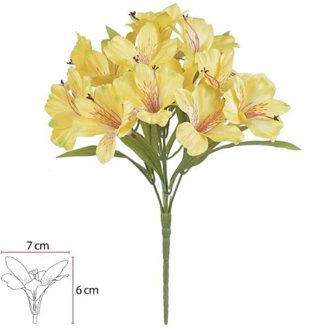 Buque Astromelia Cetim X15 34cm Amarela Flor Arte