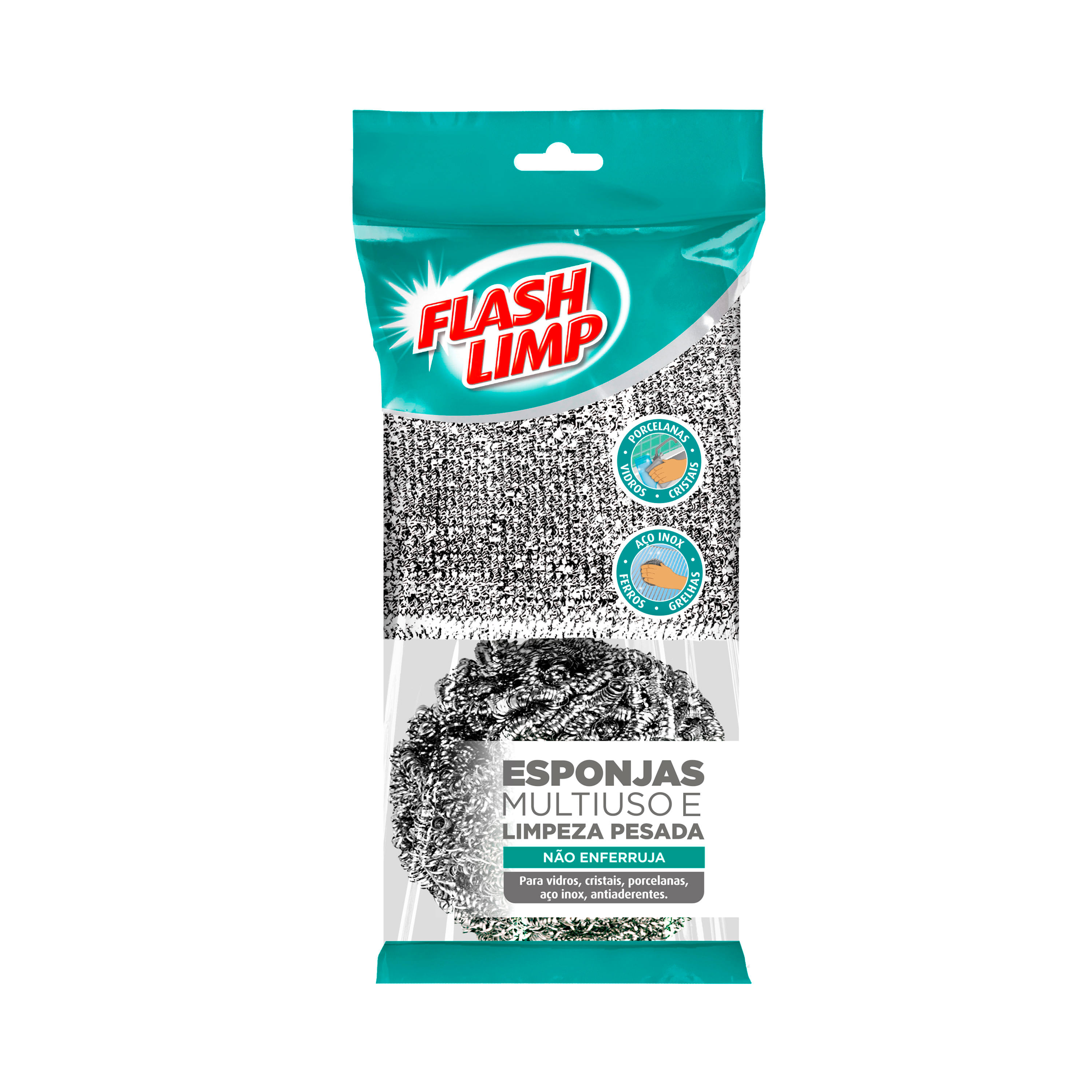 Conjunto Esponja Multiuso Limpeza Pesada Flash Limp