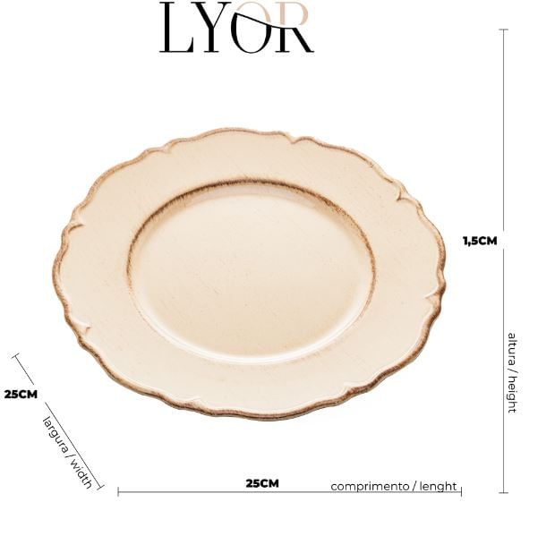 Sousplat Patinado Plástico 25cm Moon Lyor - Imagem 2