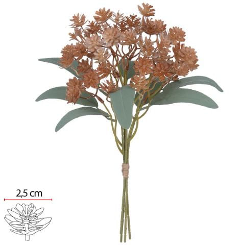 Buque Flor Mini Ramalhete com Fita X48 32cm Ocre Outono Flor Arte