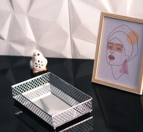 Bandeja de Metal com Espelho Barcelona Prata Lyor - Imagem 2