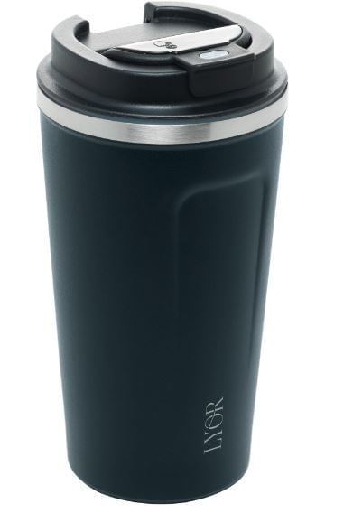 Copo Térmico Parede Dupla com Tampa Inox Azul 500ml Lyor
