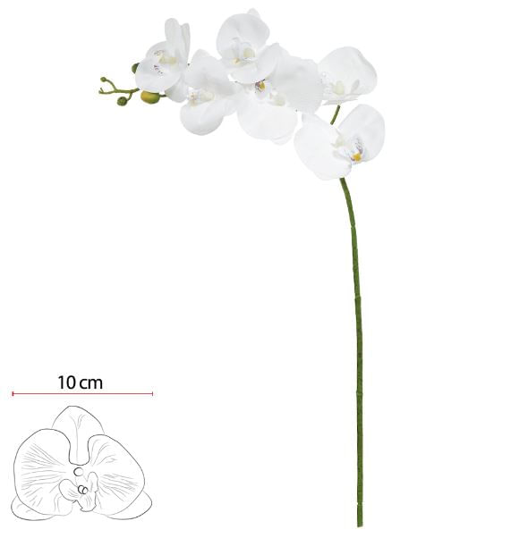 Haste Orquídea Phalaenopsis X6 82cm Branco Flor Arte