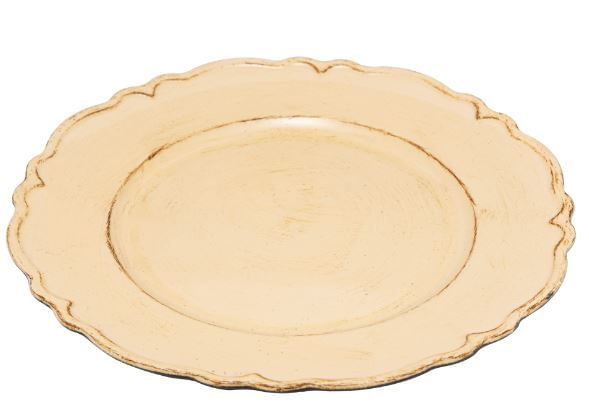 Sousplat Patinado Plástico Moon Bege Lyor