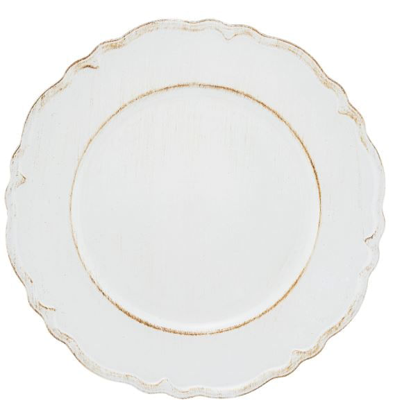 Sousplat Patinado Plástico Moon Branco Lyor