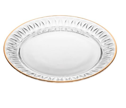 Conjunto 2 Pratos Sobremesa com Fio de Ouro Cristal Lyor