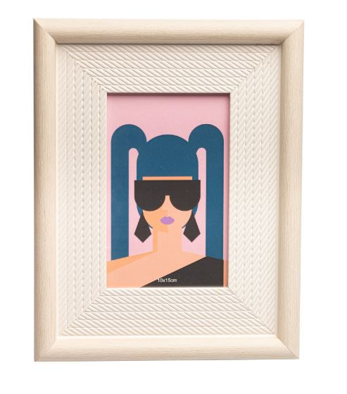 Porta Retrato de Poliestireno Rope 10x15cm Bege Lyor - Imagem 2