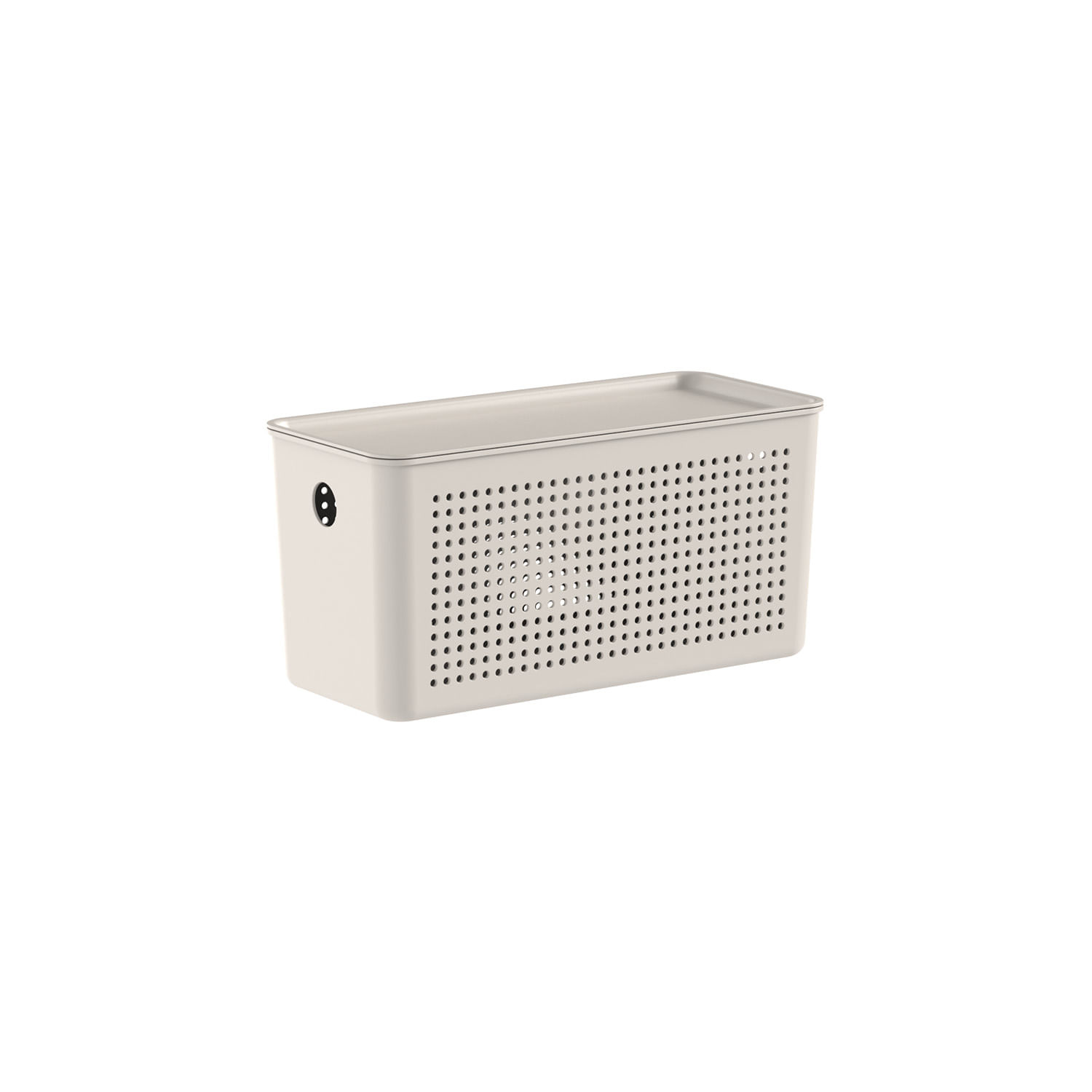 Cesto Flow com Tampa 27x12x13cm Bege Fechado Martiplast