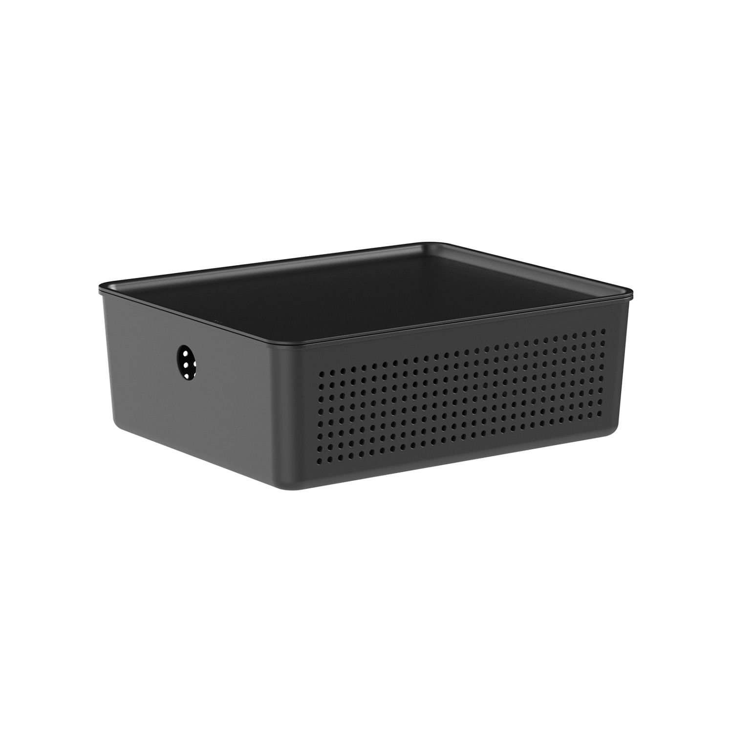 Cesto Flow com Tampa 27x22x9cm Preto Fechado Martiplast