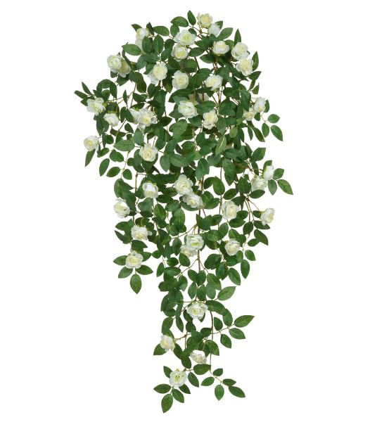 Folhagem Rosa Pendurar X42 90cm Creme Outono Flor Arte