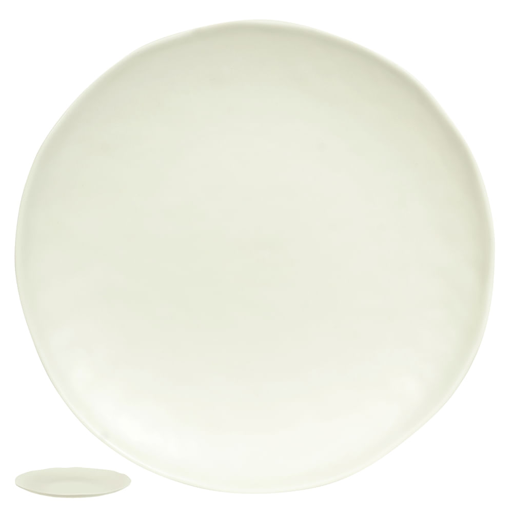 Prato Raso Melamina Organic 27cm Off White Flor Arte