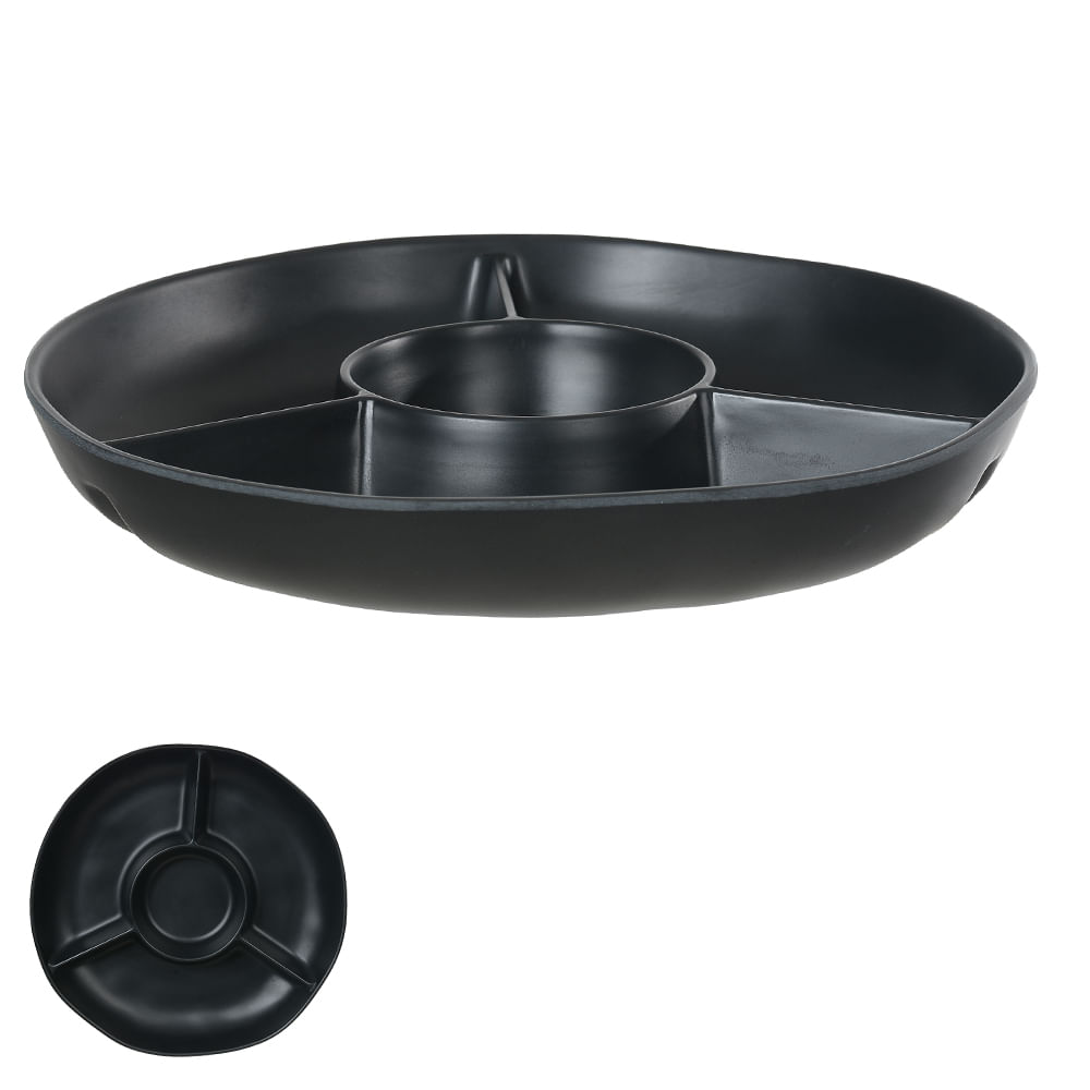 Petisqueira Melamina Organic Preto Flor Arte