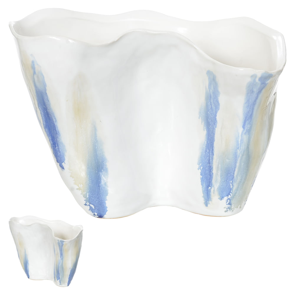 Vaso Decorativo Cerâmica 20x27x15,5cm Flor Arte