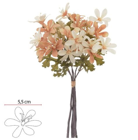 Buque Flor do Campo Ramalhete com Fita x24 29cm Pêssego Outono Flor Arte