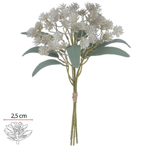 Buque Flor Mini Ramalhete com Fita x48 32cm Off White Outono Flor Arte