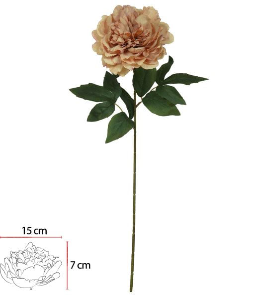Haste Peônia 65cm Chá Flor Arte
