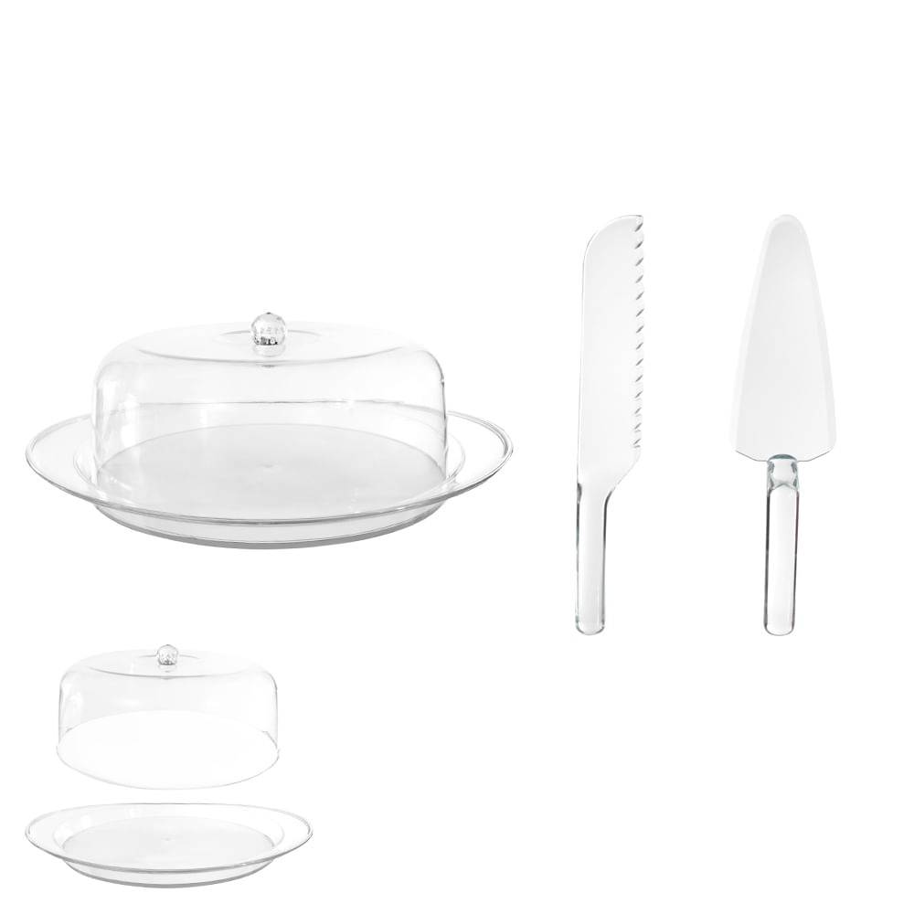 Boleira com Talheres Essencial com 4 Peças Flor Arte