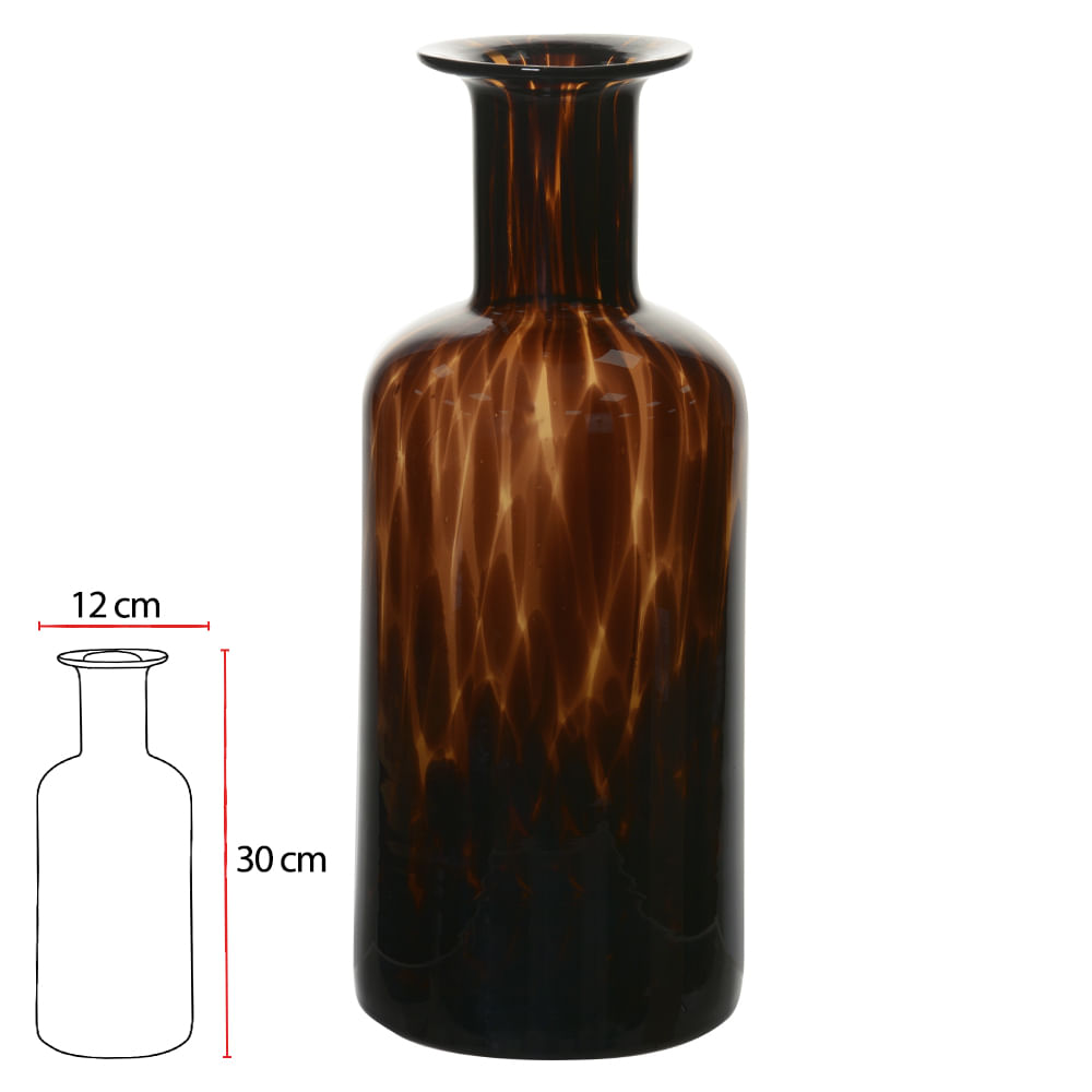 Vaso Decorativo de Vidro 30cm Marrom Flor Arte