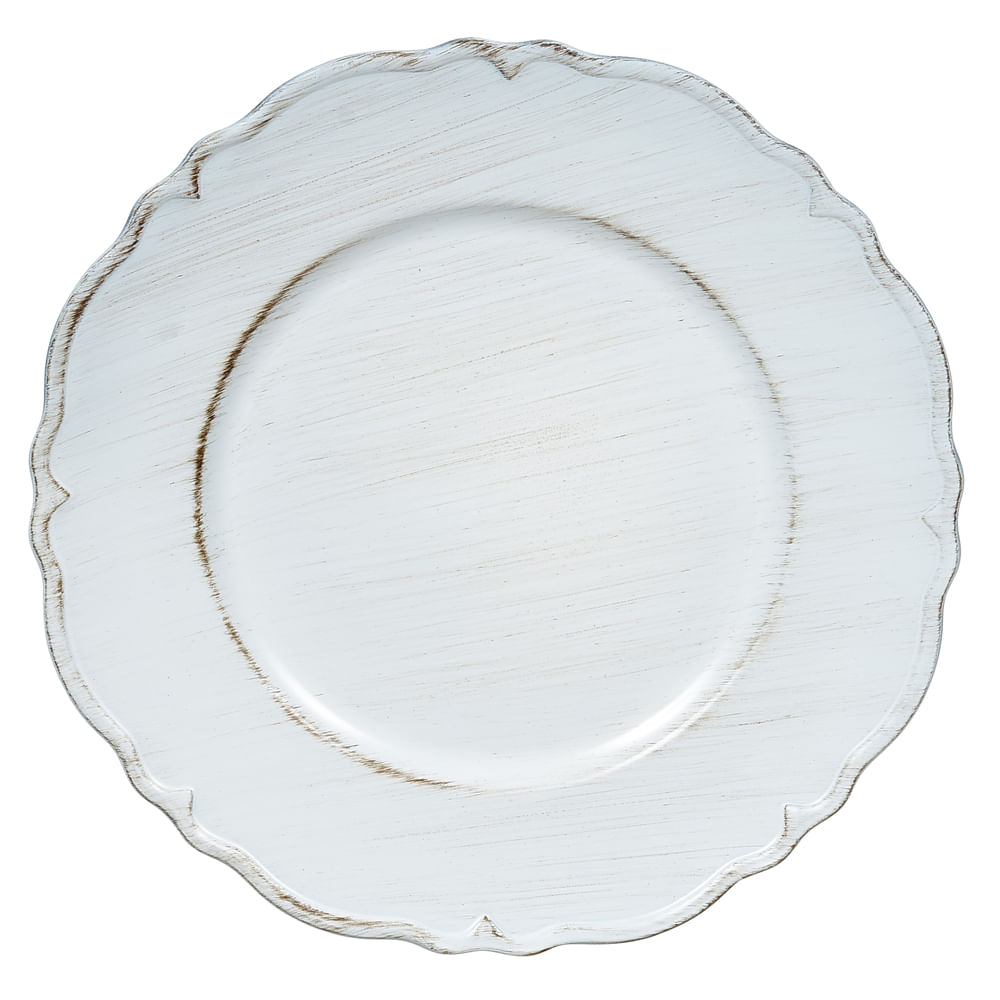 Sousplat de Plástico 33cm Branco Flor Arte