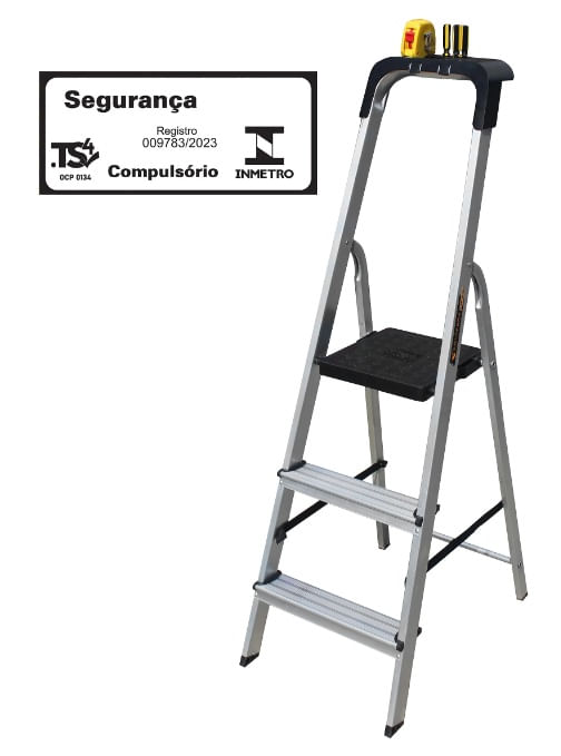 Escada Doméstica Pro Alumínio 3 Degraus Botafogo - Imagem 6