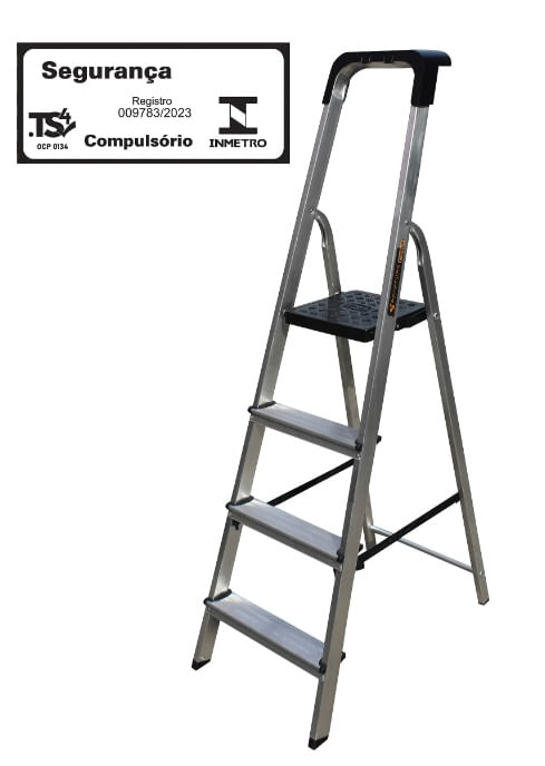 Escada Doméstica Pro Alumínio 4 Degraus Botafogo
