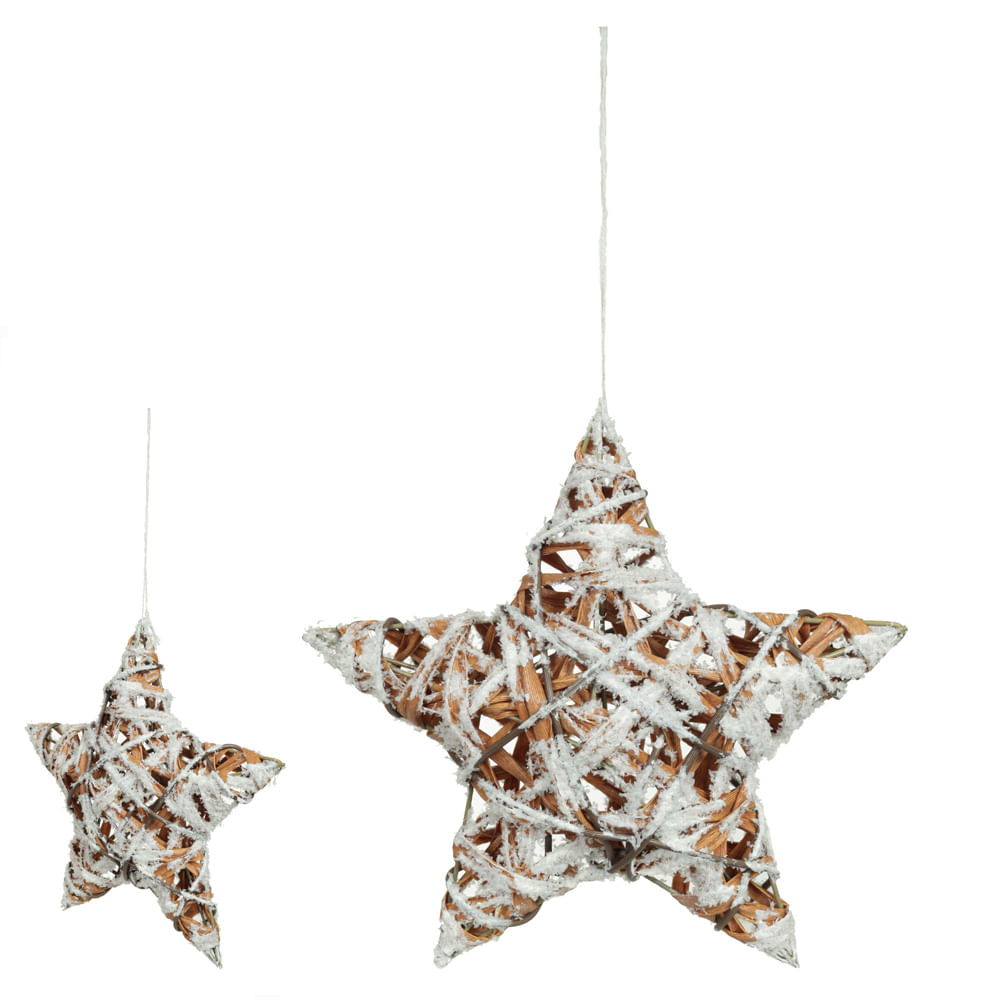 Enfeite Estrela Aramada 20cm Marrom Branco Florarte