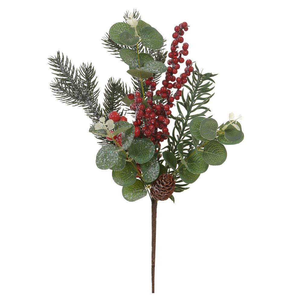 Haste Berry com Pinha Verde 43cm Florarte