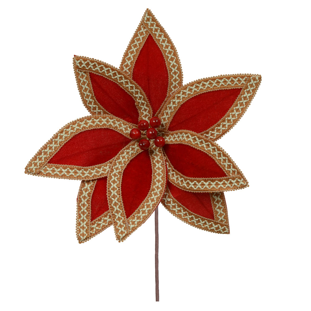 Haste Bico Papagaia Aveludado 28cm Vermelho Bege Florarte