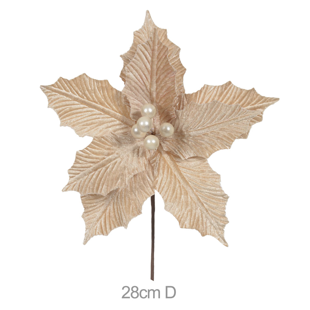 Haste Bico Papagaio Natal Aveludado 26cm Champagne Florarte