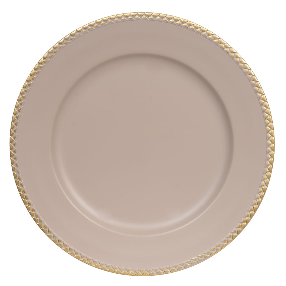 Sousplat de Plástico 33D Dourado Bege Florarte
