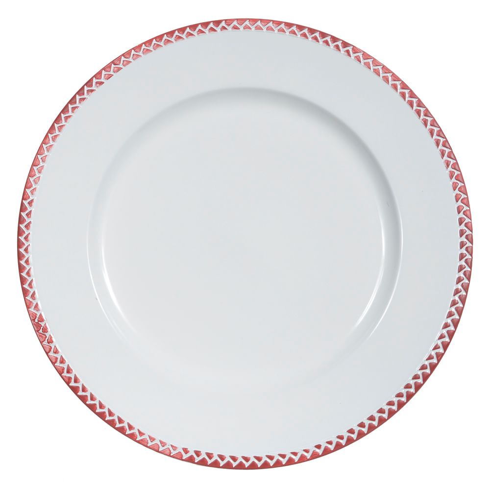 Sousplat de Plástico 33D Branco Vermelho Florarte