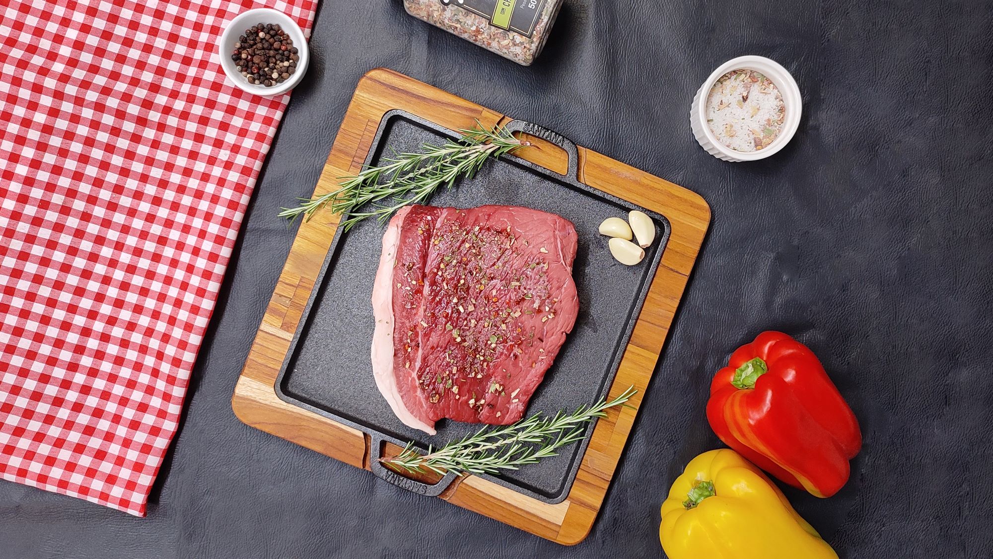 Chapa de Ferro Quadrada com Suporte de Madeira Grilazer - Imagem 6